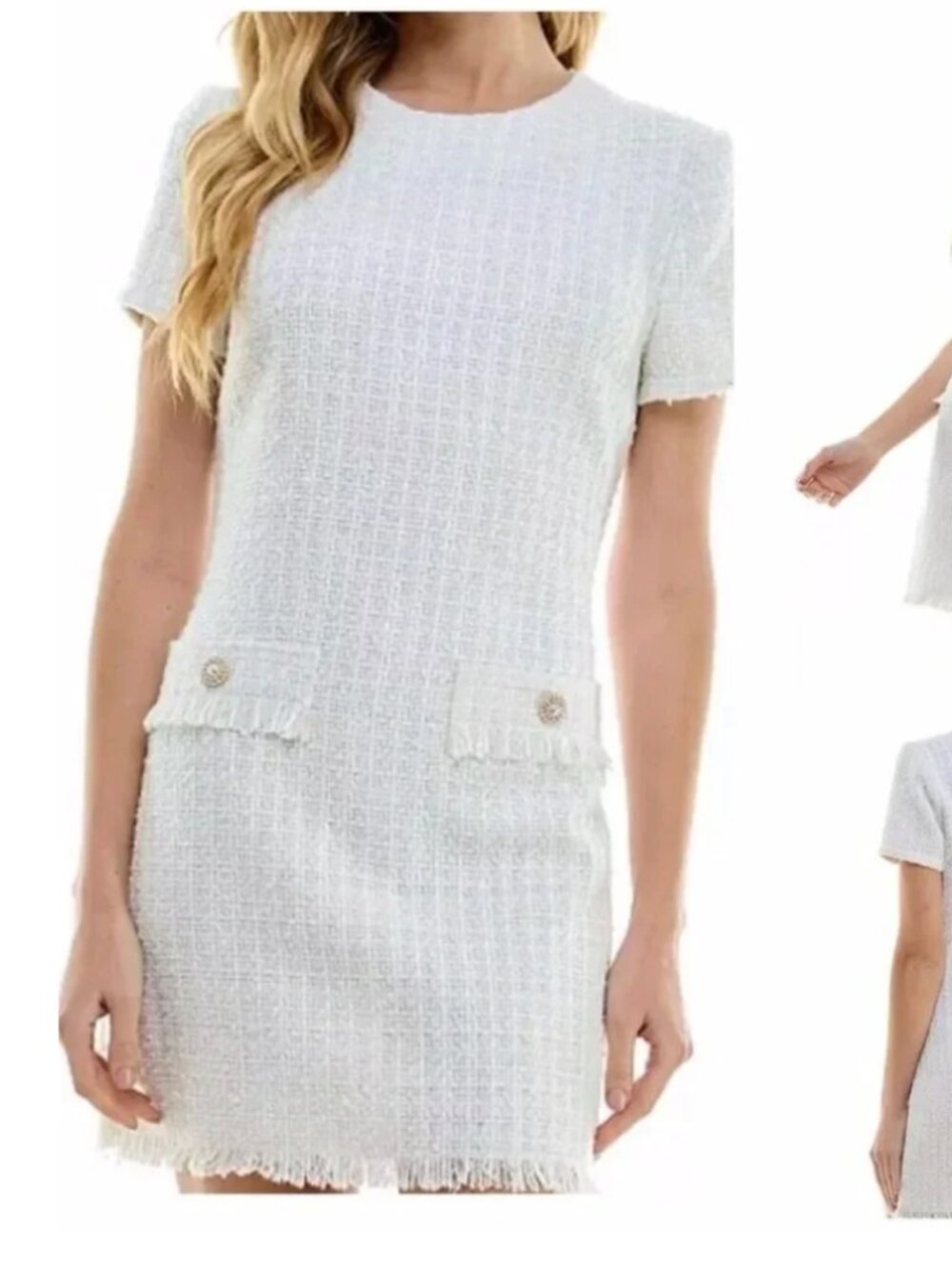 White tweed look dress, NWOT